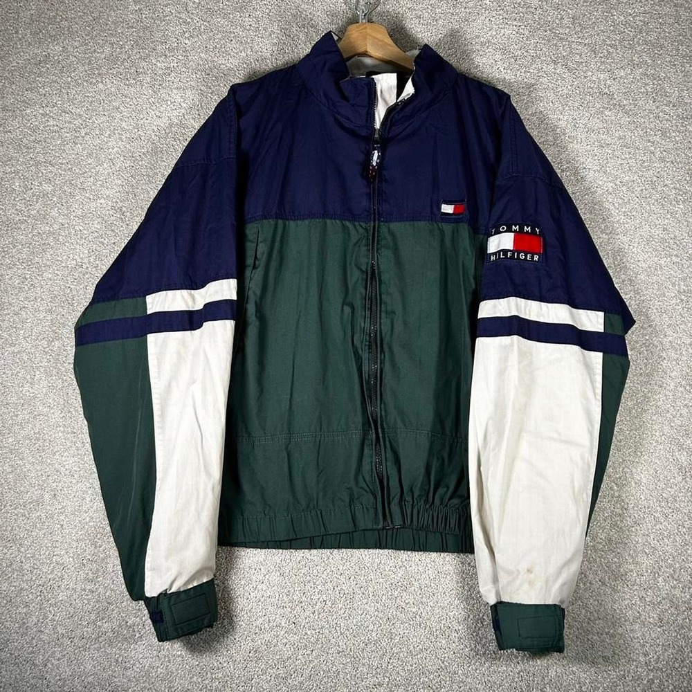 Vintage 90s Tommy Hilfiger multicolor color blocked retro windbreaker jacket L